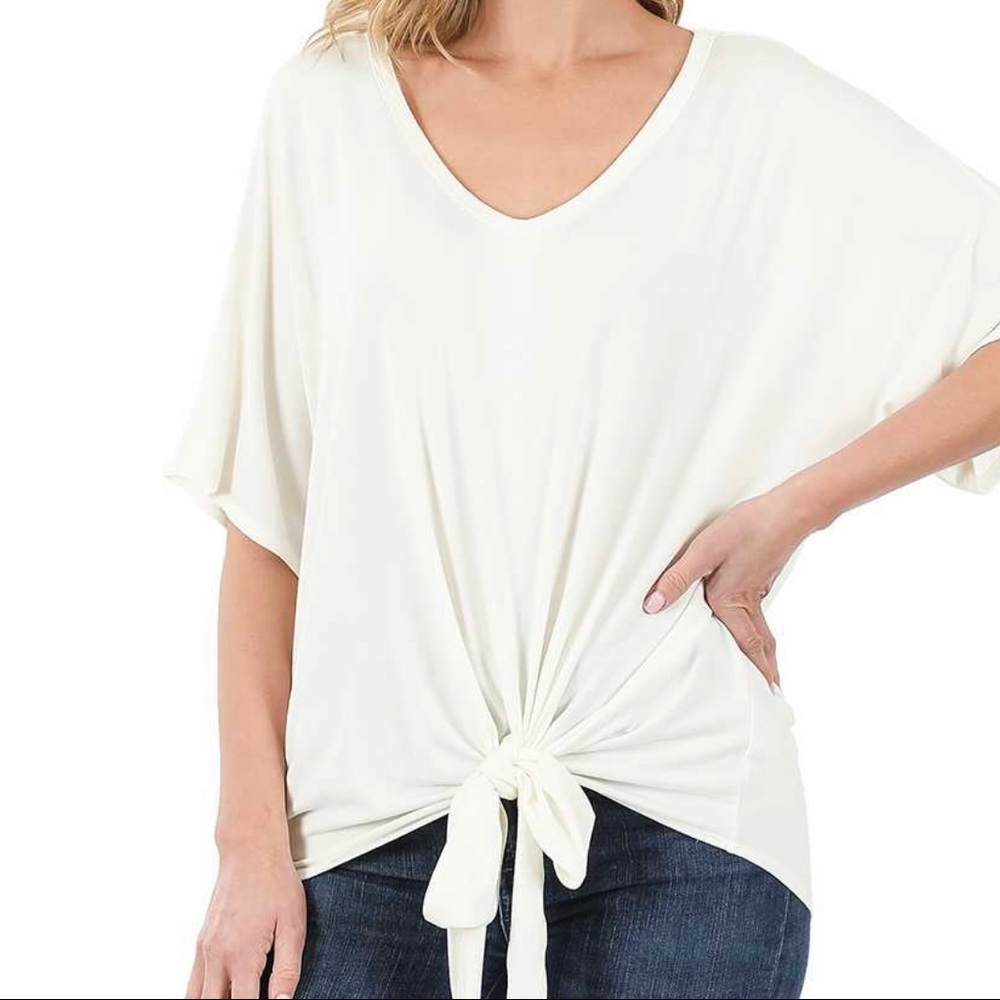Zenana Sahara Tie Top - Ivory